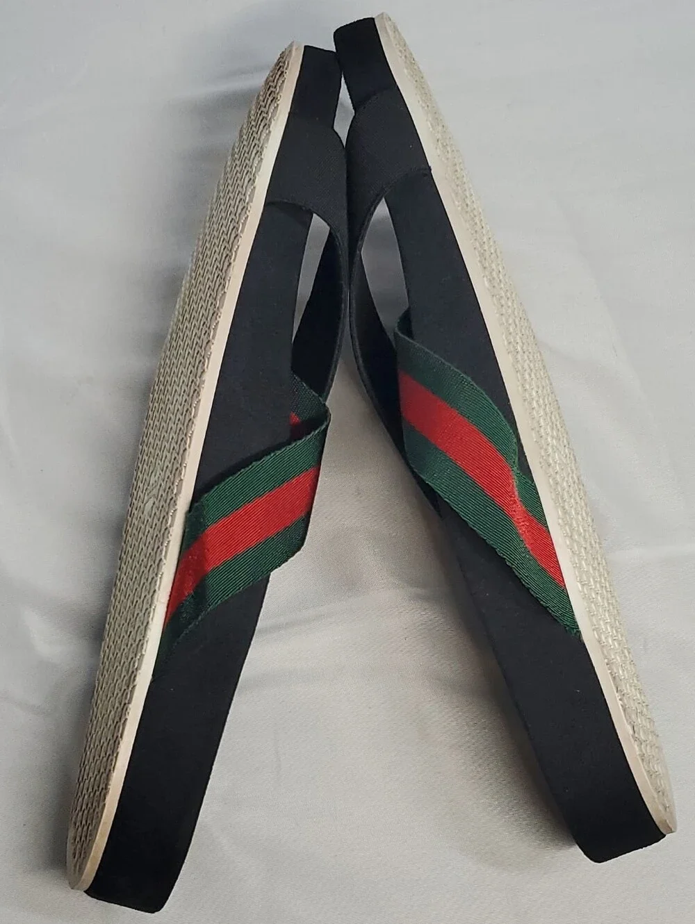 Gucci Black Web Stripe Logo Slide Sandals Slip-On Men's Size 7.5G